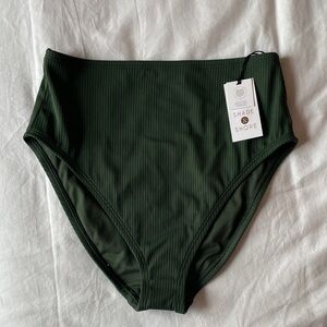 Shade & Shore Forest Green Ribbed High Waist Bikini Bottom
